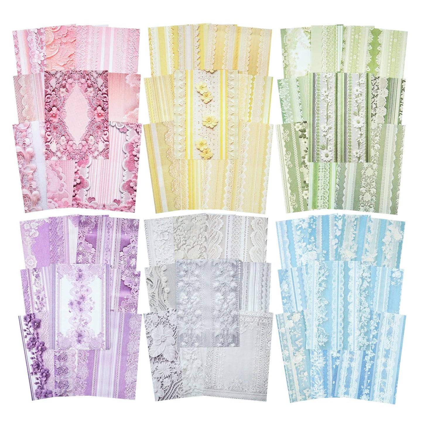 AuriicLeaf Lace Scrapbook Paper Set, 180 PCS Vintage Floral Journal Paper Kit for Scrapbooking, DIY Crafts, and Card Making