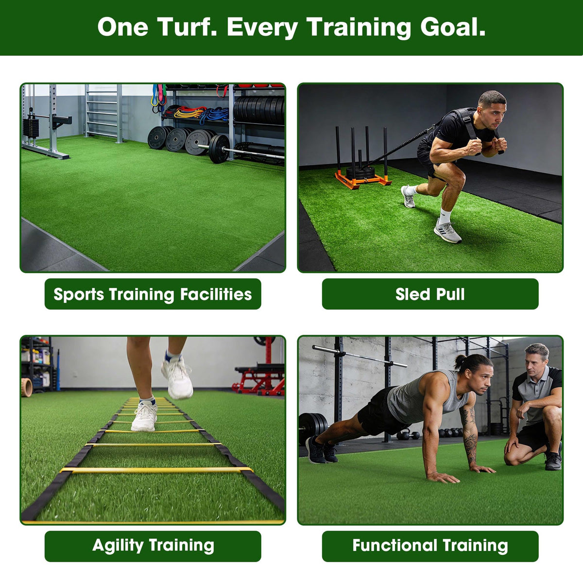Yescom Sports Sled Strips Turf Gym Turf Flooring for Weight Sled Push Gym Equipment Outdoor Indoor Use 33'x3'(100 Sq.Ft) 0.8" H