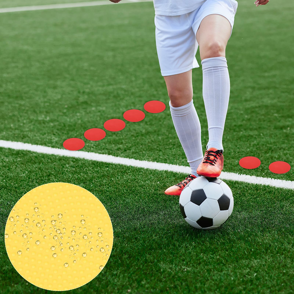 PATIKIL Spot Markers 4 Inch, 6 Pcs Non-Slip Floor Dots Agility Markers Flat Field Cones Poly Dots for Gym PE Speed Training Dance Soccer Basketball Sports, Yellow/Green/Orange