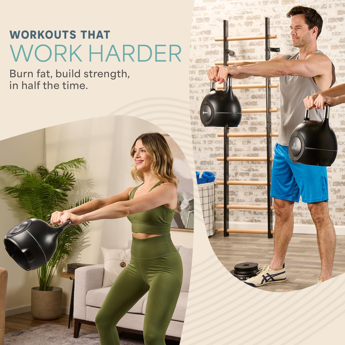 LifePro 7-in-1 Adjustable Kettlebell, 3.5–22.5 LB – PowerStone, Die-Cast Aluminum & Steel, Space-Saving Set with Handle-Twist Adjustment – Strength Training Kettlebell with Storage Base