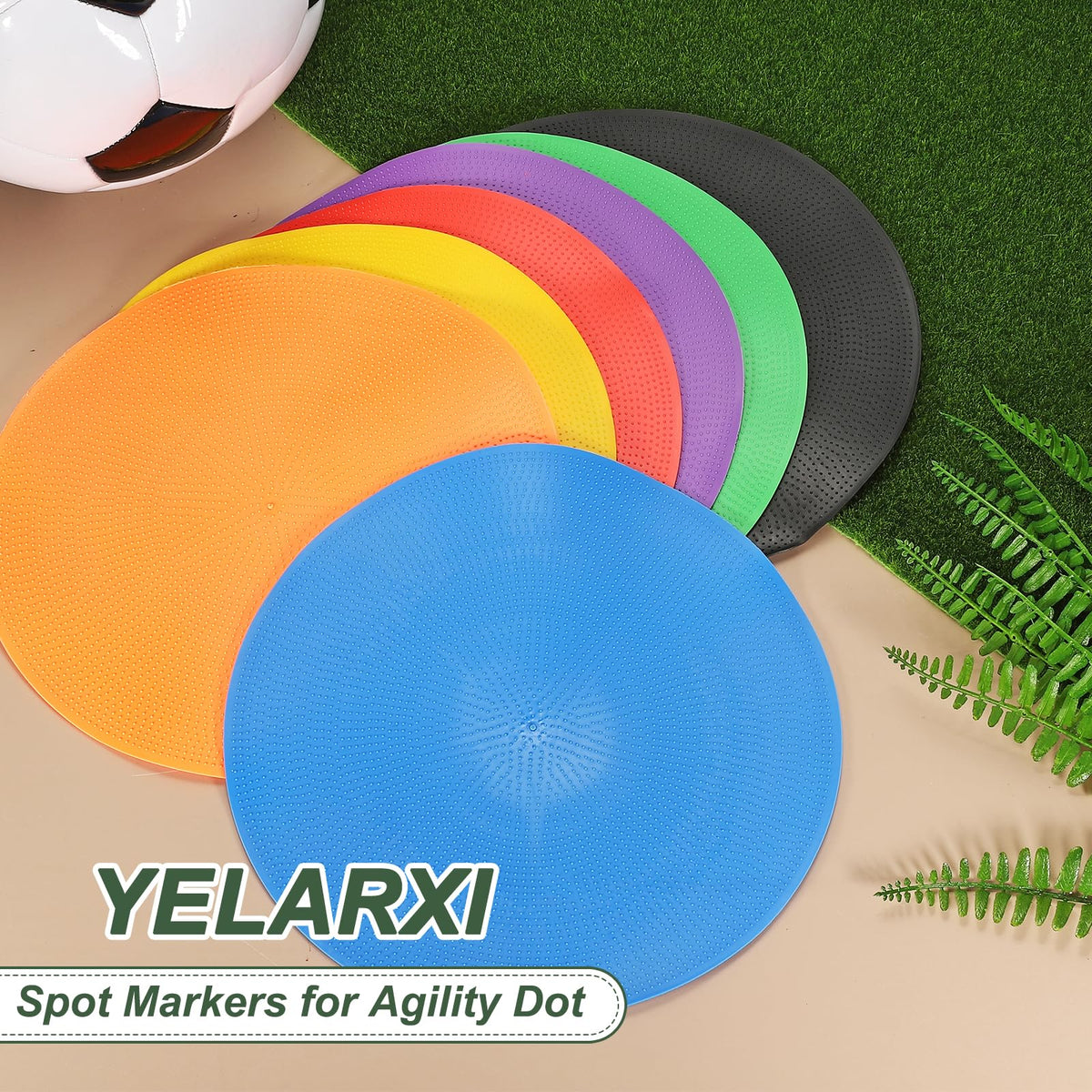 YELARXI Spot Markers for Agility Dot, Non-Slip Poly Spots Floor Dots Flat Field Soccer Training Equipment 9 in & 8 Pcs & Yellow -Fitting for (Gym/Sports/Training/PE Games/Dance)