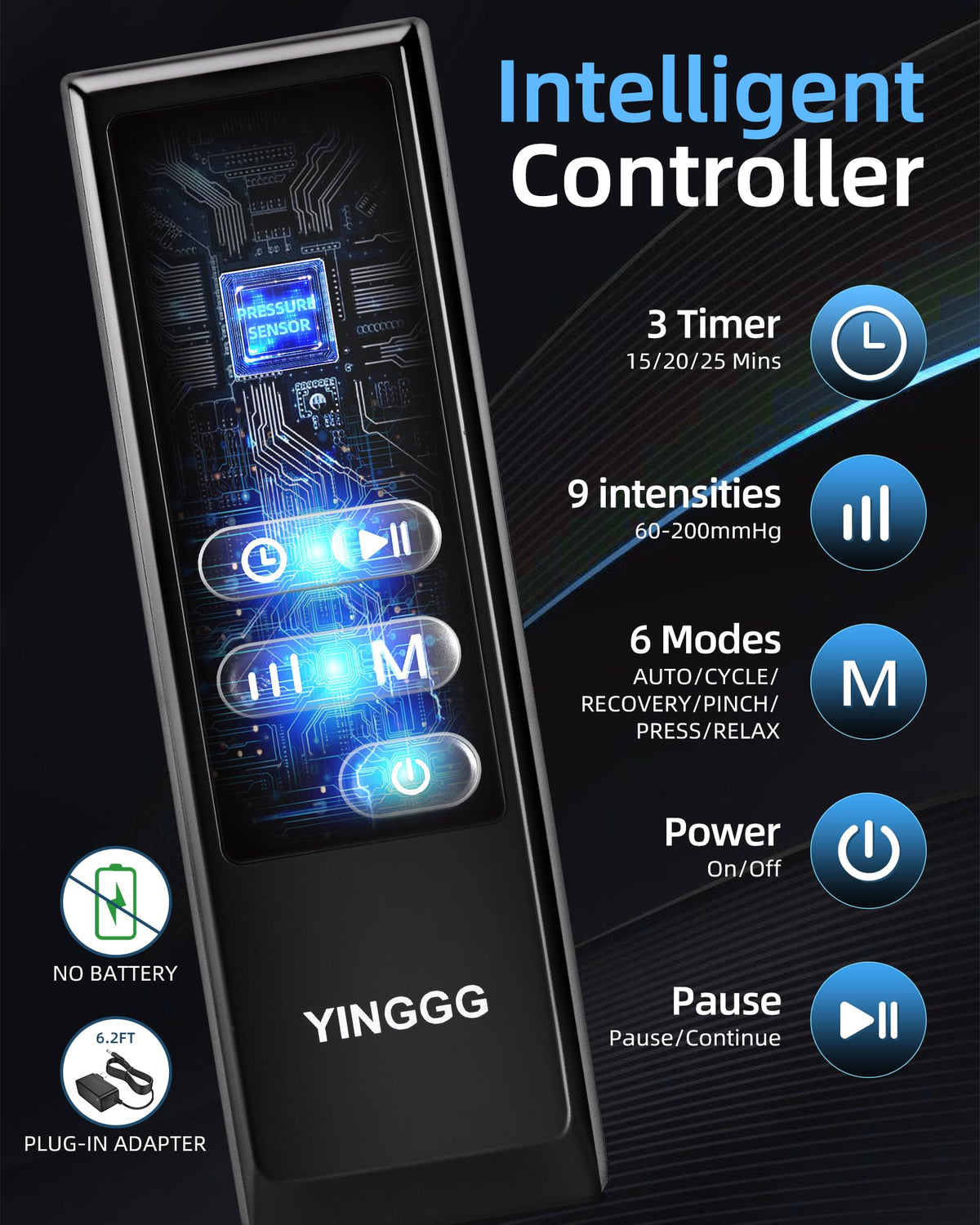 YINGGG Air Leg Massager with Compression: Professional Full Compression Boots with Adjustable 9 Intensities, Leg Massager for Circulation and Fatigue Relief for Post-Workout(Medium)
