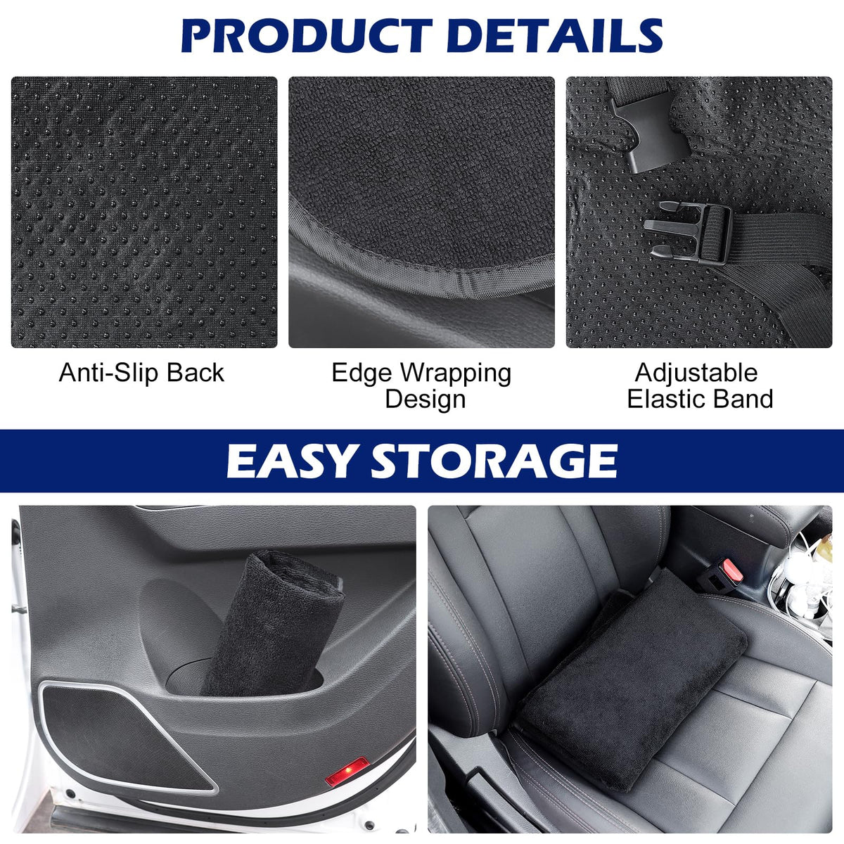 nomiou Waterproof Sweating Car Towel Seat Cover for Gym Workout, Running, Swimming, Beach and Hiking, Universal Fit Non-Slip Towel Bucket Seat Protector for Cars SUV Trucks (Black)