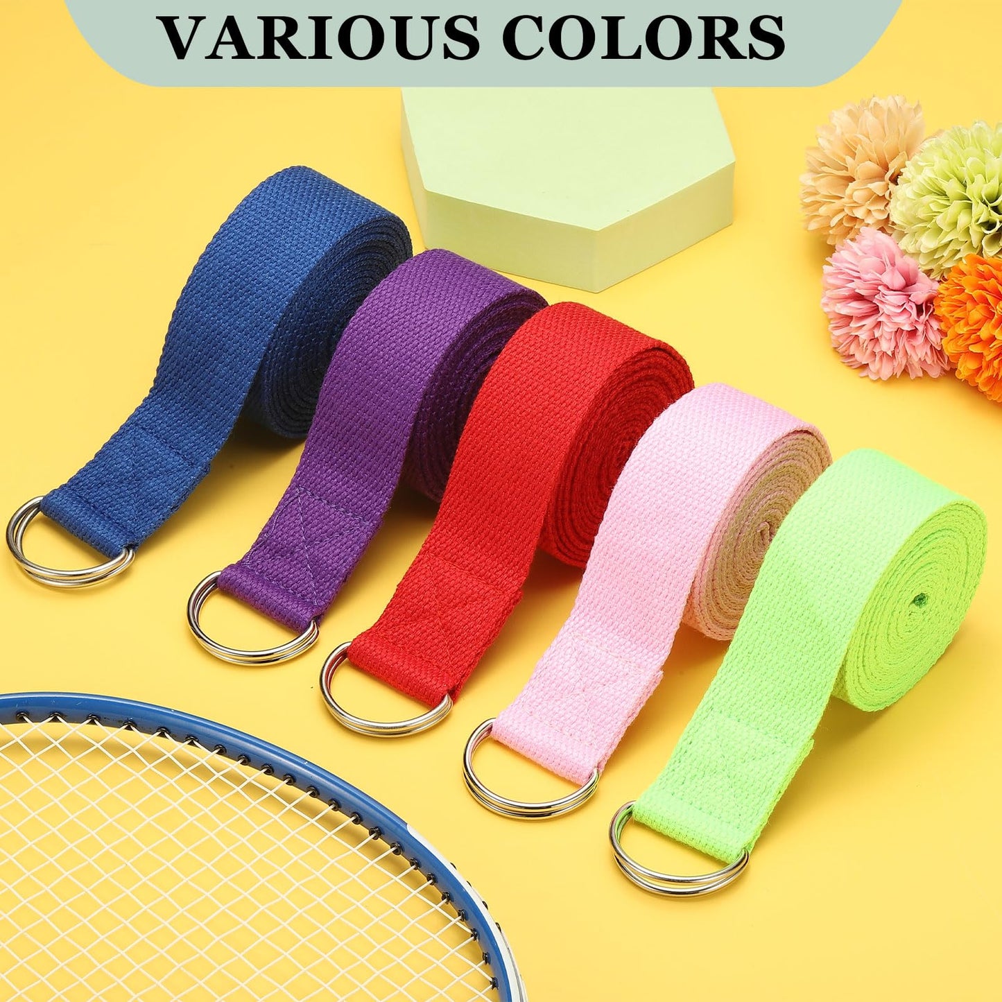 YELARXI Yoga Strap for Stretching, Athletic Stretch Band 8.2ft & Purple with Adjustable Metal D Ring Buckle Yoga Bands - Fitting for (Pilates/Physical Fitness/Gym Workout Dance)