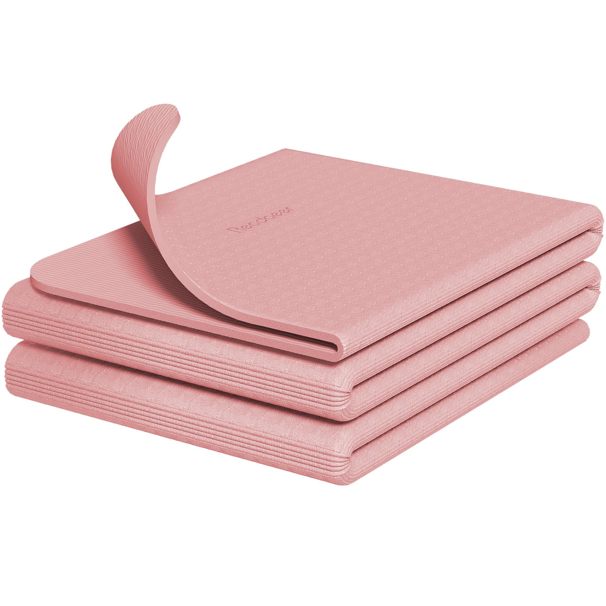 READAEER Foldable Yoga Mat for Travel Folding Yoga Mat 6mm Thick with Carrying Bag, Non-Slip TPE Exercise Pilates Mat for 72" L x 24" W x 0.24 Inch (Pink)