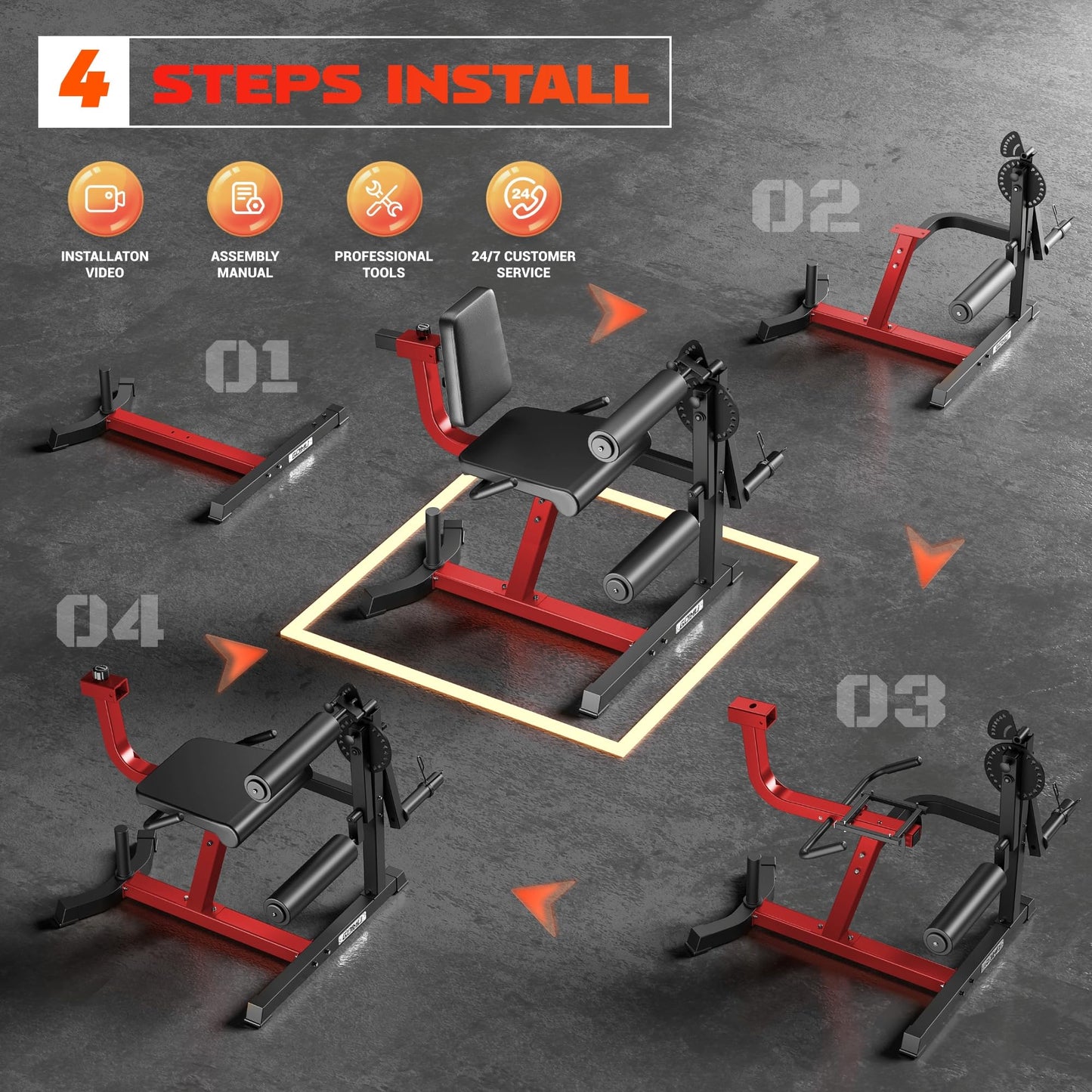 GOIMU Leg Extension and Curl Machine, 4 in 1 Lower Body Workout Machine, Adjustable Leg Curl Machine with Plate Loaded, Leg Extension Machine with Exercise Bench, Home Gym Weight Machine