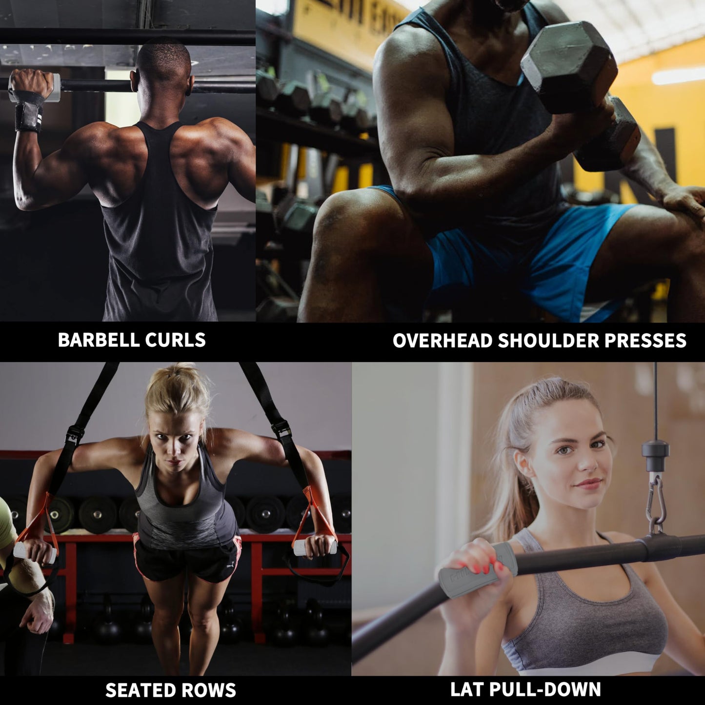 Hikeen Thick Bar Dumbbell Grips, Non Slip Hard Rubber Barbell Grips for Weight Lifting, Muscle Building - 2.75" Outer Diameter