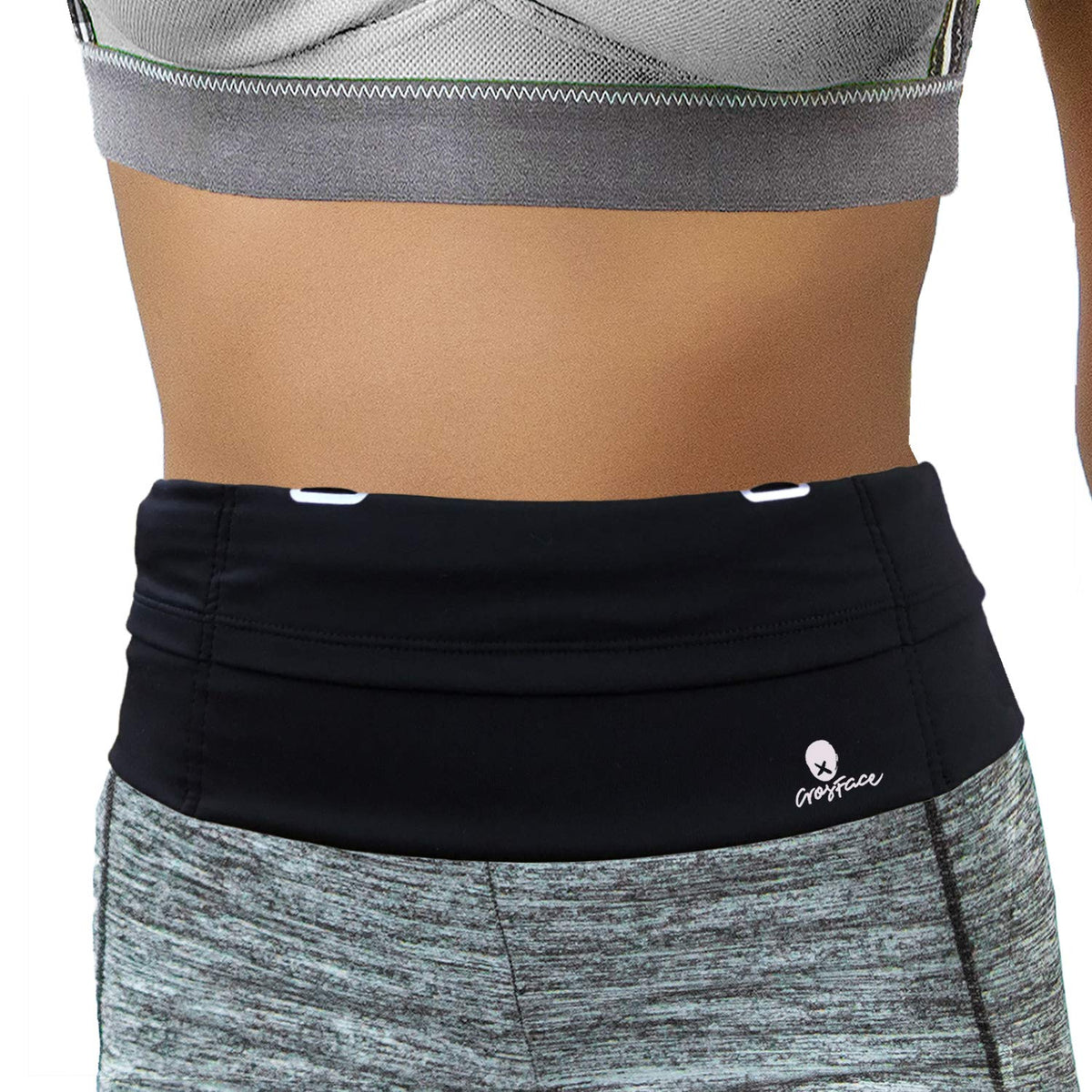 CrosFace Universal One Size Waist Pack, Black, Water Resistant, Secure Pockets, Comfortable Design