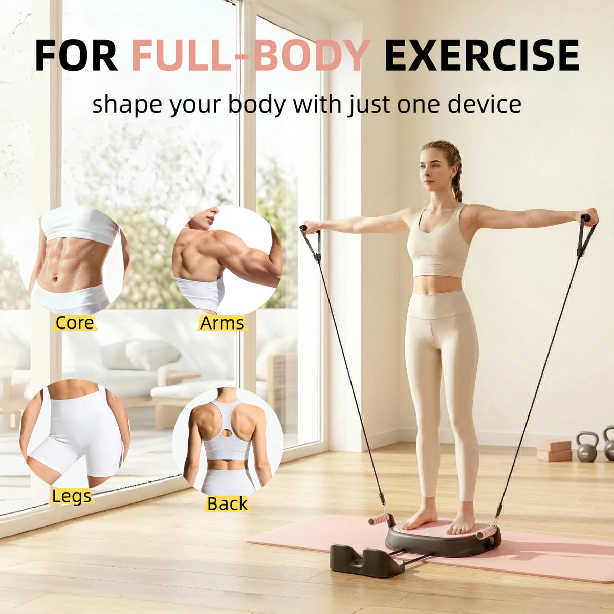 7 in 1 Ab Machine, Sit Up Exercise Equipment with Removable Auxiliary Handle, Home Workout Equipment for Abs, Legs, Arms, Ab Trainer Women Men (Pink)