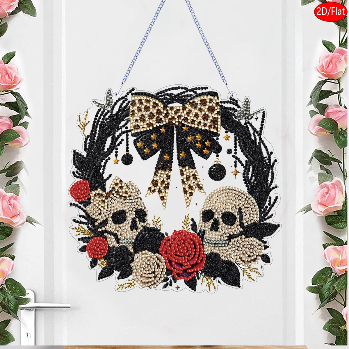 STGLCR Diamond Art Kit for Adults, Special Shaped Crystal Skull Pendant, Halloween Diamond Painting Suncatcher,DIY Rose Ornament Hanging Art Acrylic Board Wreath, DIY Home Decor, 7.7 Inch