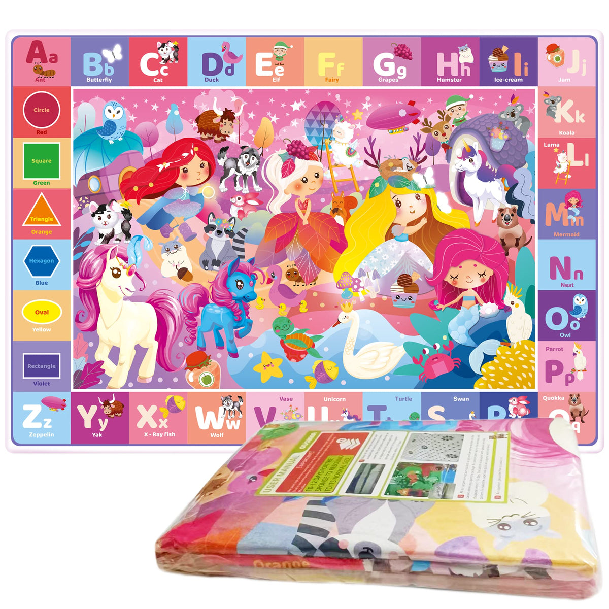 Quokka Baby Mat for Floor Play for Babies 6-12 Months – Super Soft Baby Floor Play Mat for Toddlers 1-3 – Princess Extra Thick Plush Rug for Nursery – Padded Foldable Activity Infant Playroom Carpet