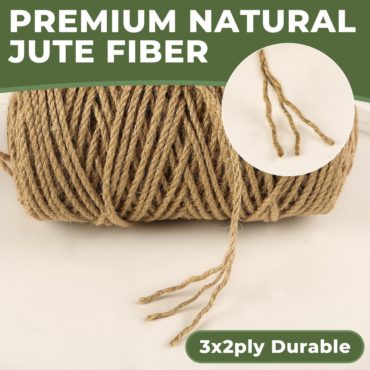 4mm Natural Jute Rope, 328Ft Heavy Duty Thick Jute Twine,Hemp Twine String for Artworks,Cat Scratching Post,DIY Crafting,Gardening,Bundling,Camping,Gift Wrapping,Home Decoration (4MMx328Ft/100M)
