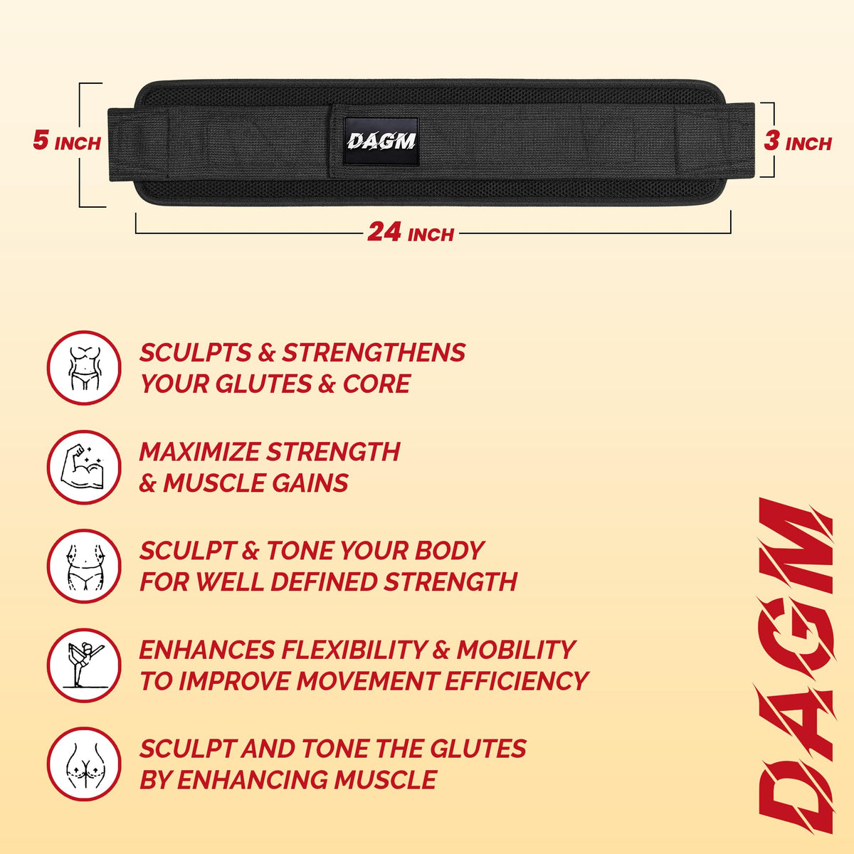 DAGM Hip Thrust Belt for Dumbbells Heavy Weights – Adjustable Glute Workout Belt for Women, Non-Slip Booty Hip Thrust Training Belt for Home Gym, Squats & Glute Bridge Exercises Holds Up to 500 lbs (Black, Loop)