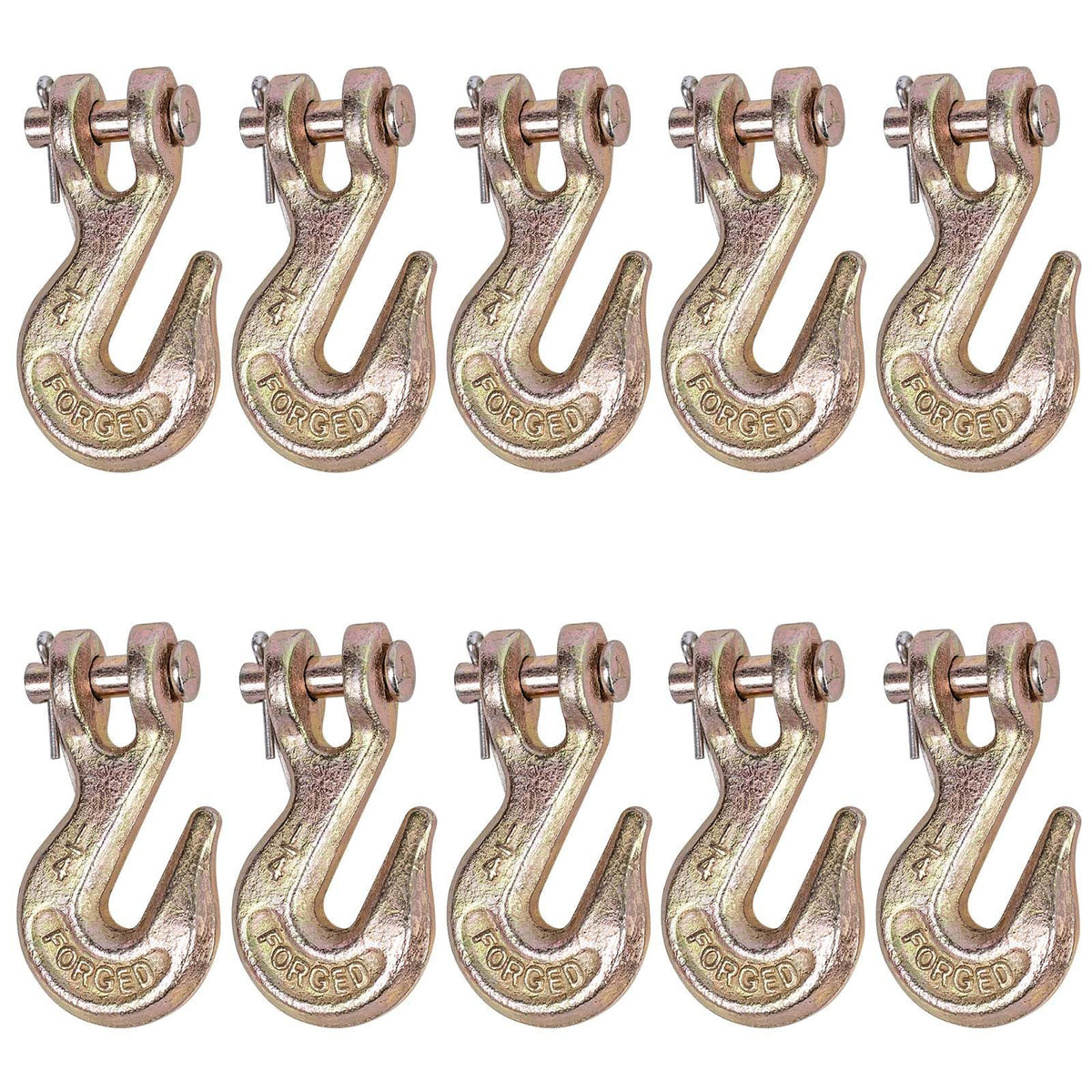 Lechansen 1/4" G80 Grab Hook, 10 Pack 1/4" Grade 80 Clevis Grab Hook Heavy Duty, G80 Tow Hook 1/4inch Chain Hook for Transport Chain, Trailer Safety Chain, Load Binder, 3,300 Lbs Working Load Limit