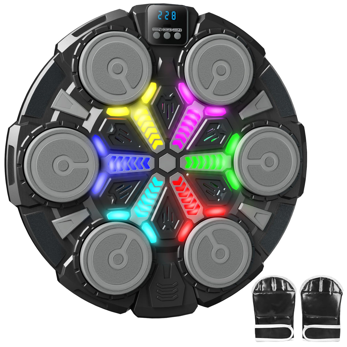Music Boxing Machine for Kids, Wall Punching Pad with Gloves, 3 Speed Modes, Bluetooth, Smart, Beat Lights, Home Workout Training Boxing Equipment Sport Toys for Boys Girls Teen and Adults
