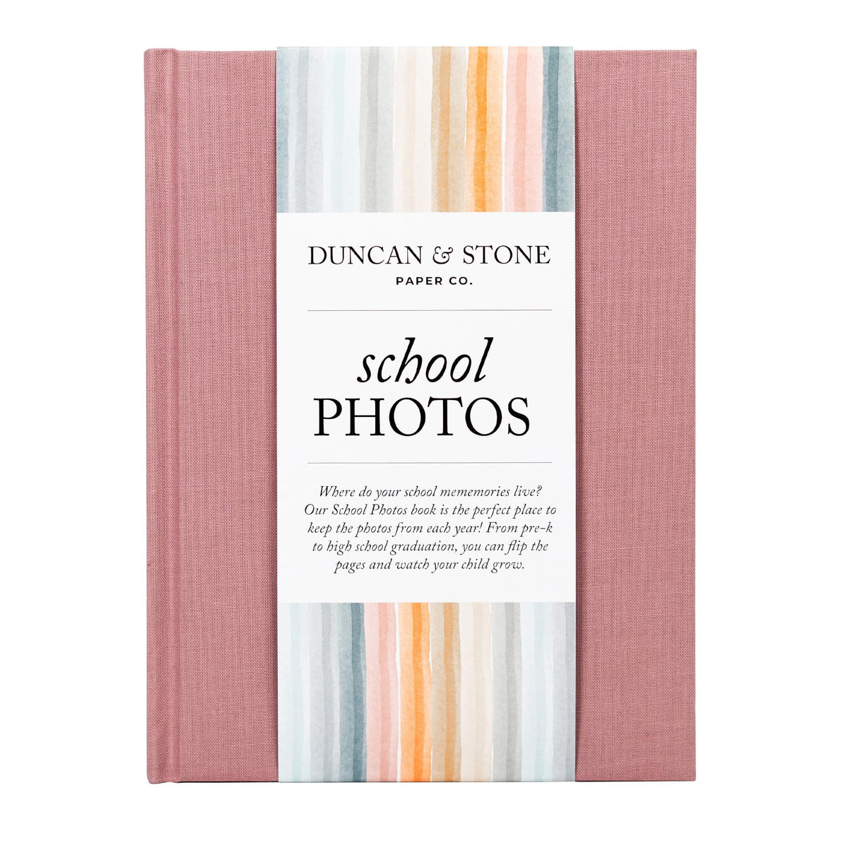 Elegant School Memory Book Prek-12 - Durable School Photo Book w/Photo Spaces, Prompts & More - 70 Pages Kids Scrapbook for Easy Journaling (Mauve)