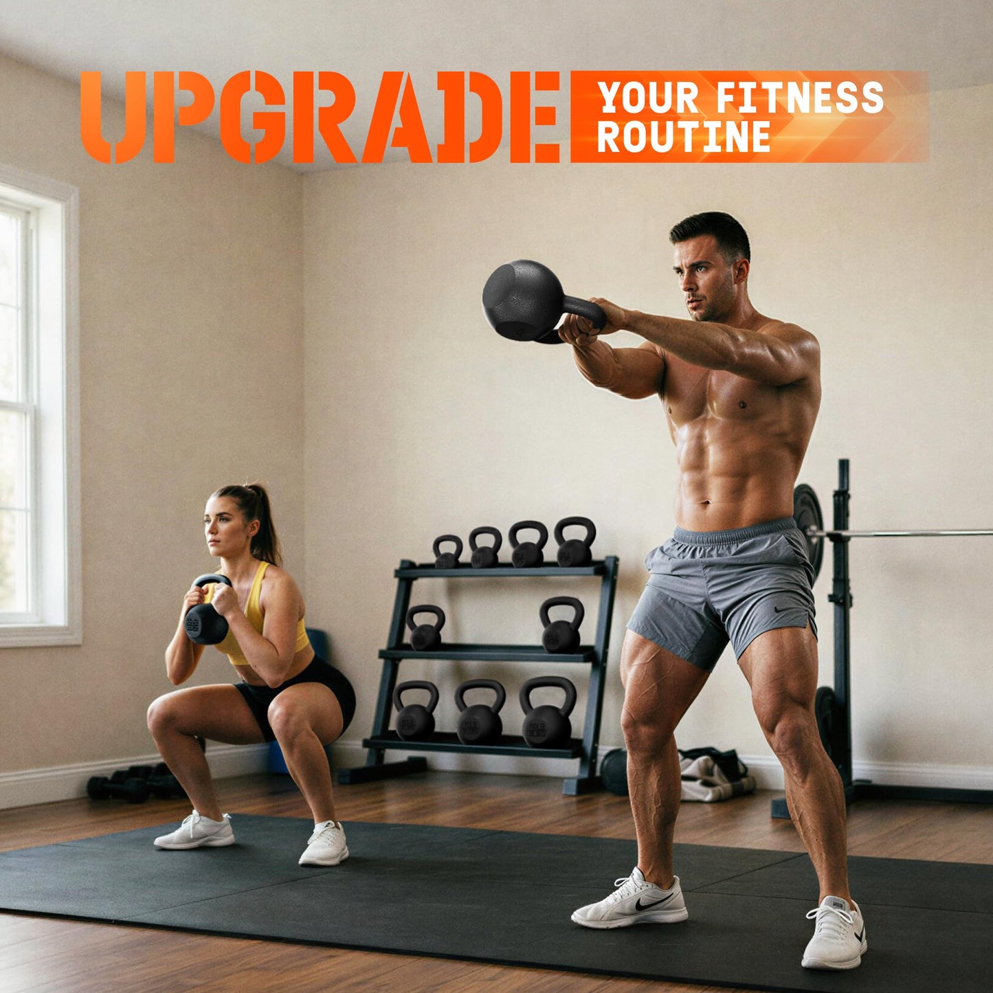Yes4All 5lb Kettlebell Set of 2 Cast Iron for Dumbbell Weights Exercises, Gym, Fitness, Full Body Workout Equipment Push up, Grip and Strength Training