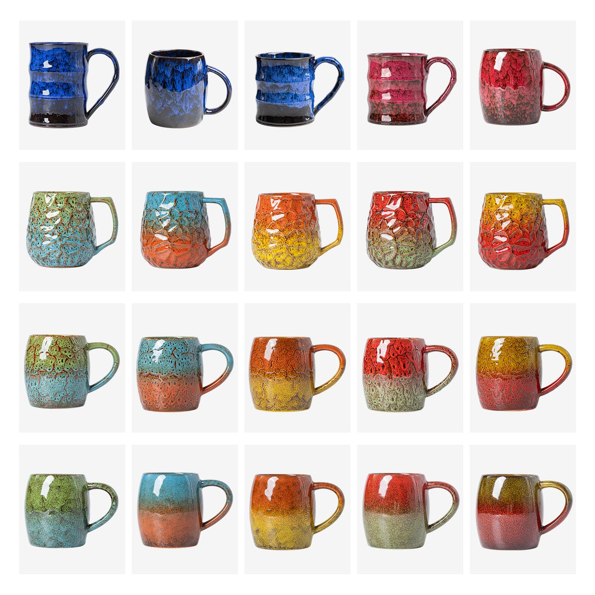 XIYUANJI Midnight Blue Ceramic Coffee Mug 14oz - Handcrafted Artisan Mug with Large Comfortable Handle, Unique Design for Coffee Lovers, Dishwasher Safe