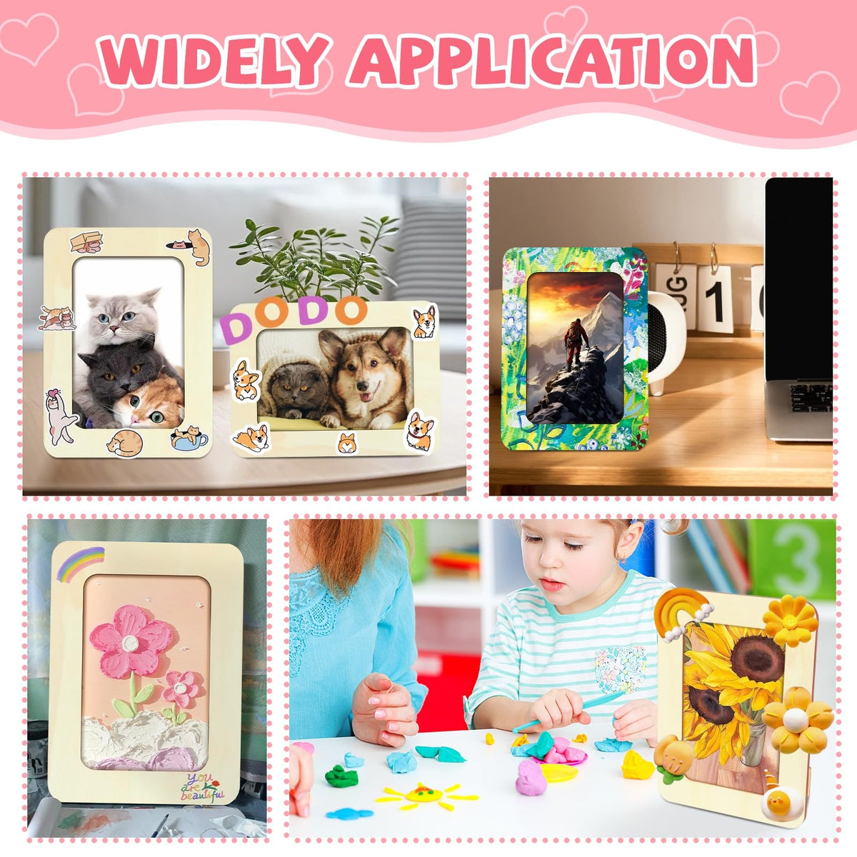 VOKOY 18 Pack Wooden Picture Frames for Crafts, DIY Wood Picture Painting Frames Kit for 4" x 6" Photos,Unfinished Standing Photo Frame DIY Wooden Craft for Art Projects Birthday Gifts