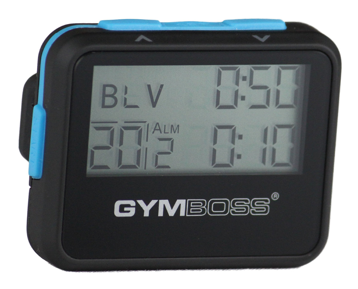 Gymboss Interval Timer and Stopwatch and Watchstrap - Bundle (Black w/Blue Buttons, One Size Fits All)