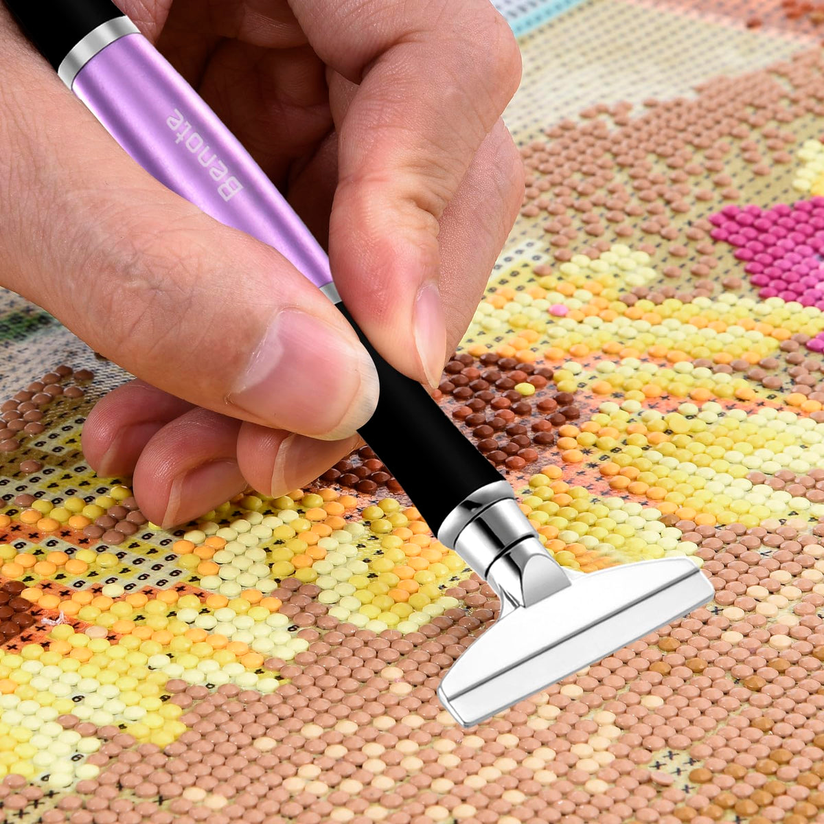 benote Diamond Art Painting Accessories Tools Roller Pressing Pen Metal Correction Plate, 5D Diamond Art Kits Straightener Rhinestone Embroidery Paintings Accessory