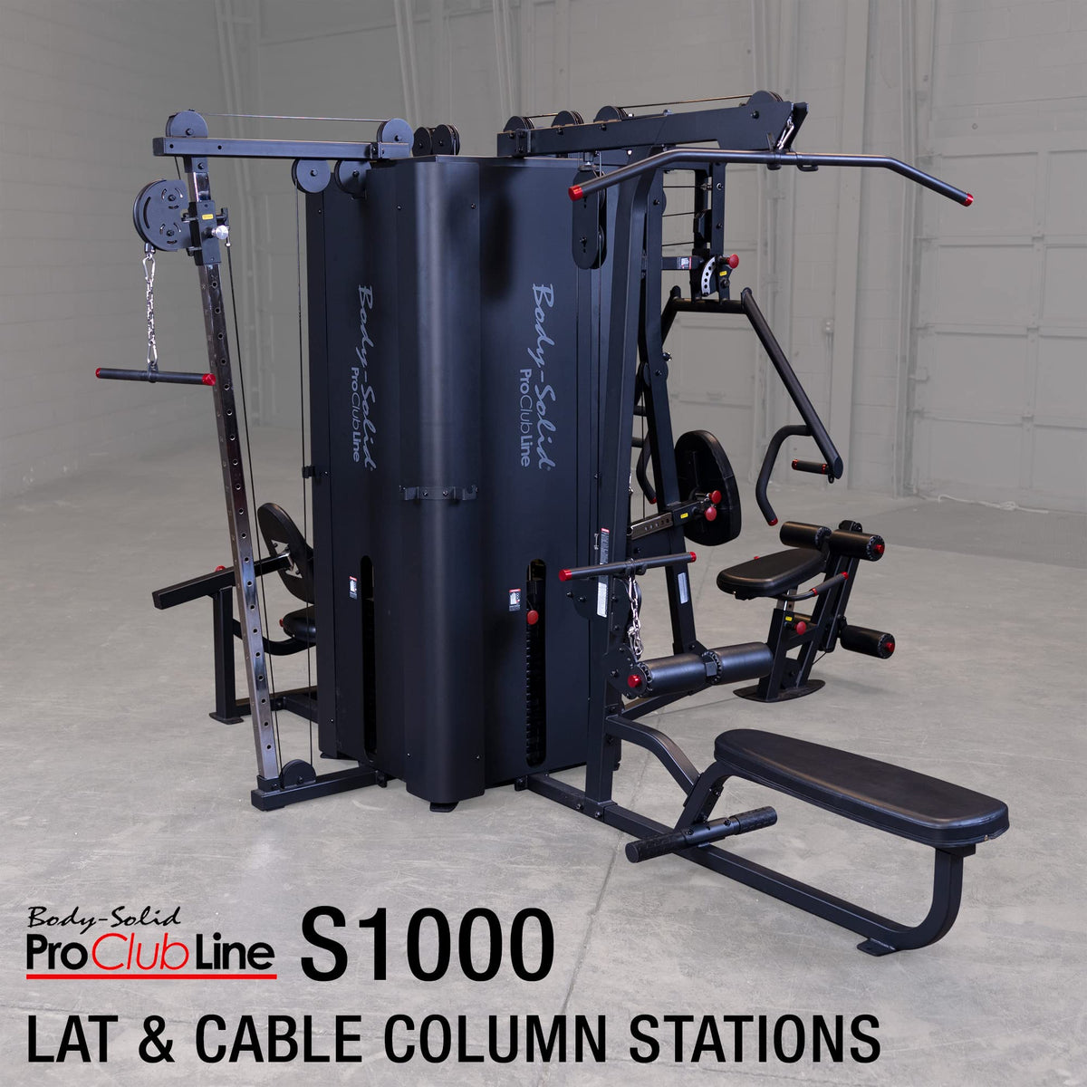 Body-Solid Pro Clubline (S1000) Multi-Station Four Weight Stack Commercial Gym Machine, Upper & Lower Body Strength Training Functional Exercise Workout Stations for Weights lifting and Bodybuilding