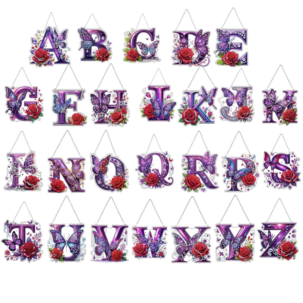 DIY Hanging Diamond Art Kit for Adult – Gem Art Window & Wall Pendant, Acrylic Letter Diamond Painting Ornament for Home & Garden Decoration (S)