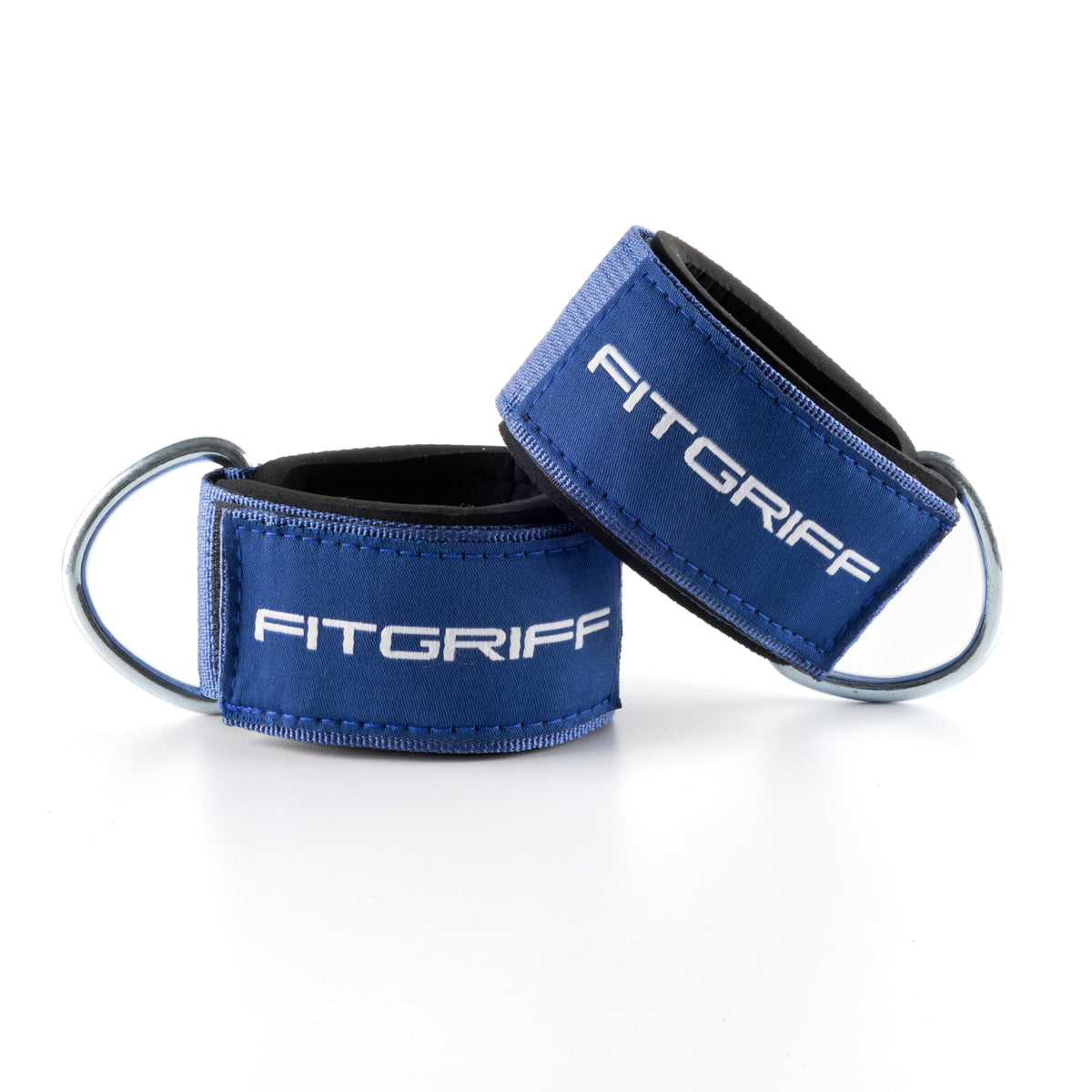 Fitgriff® Ankle Straps V2 for Cable Machine (2 Pieces) - Gym Workout Equipment - Leg Pulley Attachment, Kickback Straps (Blue)