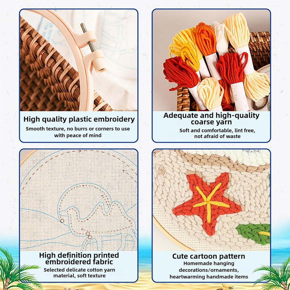 Punch Needle kit for Beginners, Punch Stitching kit for Adults Showing Penguin Outside Cabin – Cozy Needle Punch Kits for DIY