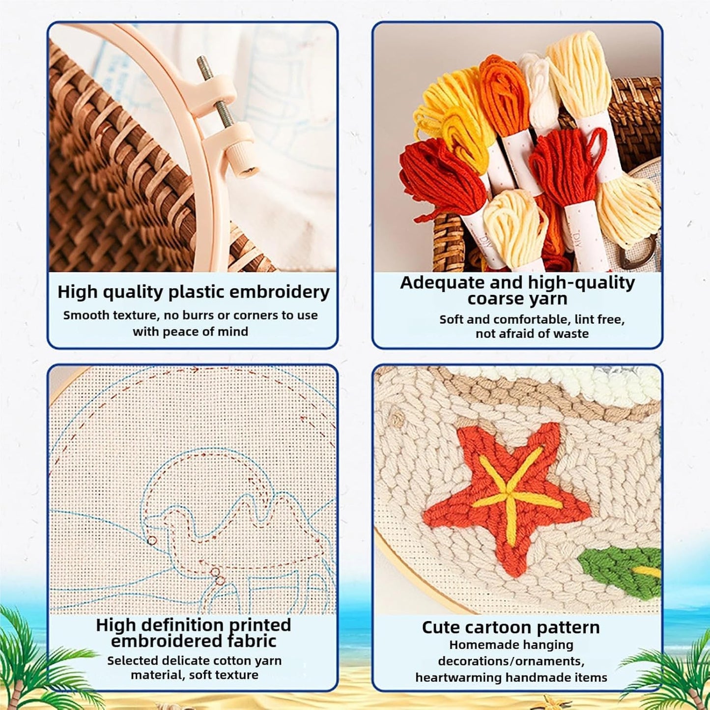 Punch Needle kit for Beginners, Punch Stitching kit for Adults, Needle Punch Kits for Adults–Bear Hugging a Tree, Easy Craft for Beginners.