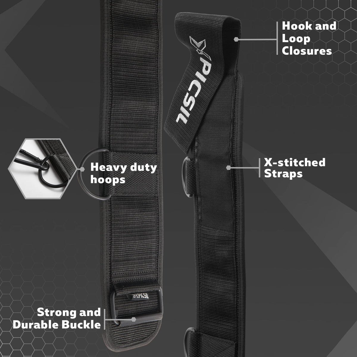 PICSIL Dip Belt, Weighted Belt, Weightlifting Belt for Training, Fitness, Gym (Large)