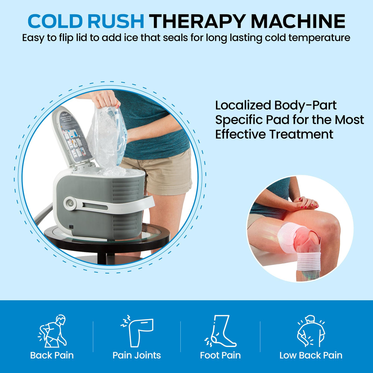 Ossur Cold Rush Cold Therapy Machine with Knee Pad - Quiet Cryotherapy System for Post-Surgery Recovery, Knee Replacement, ACL, Pain Relief & Swelling- Knee Pad Included