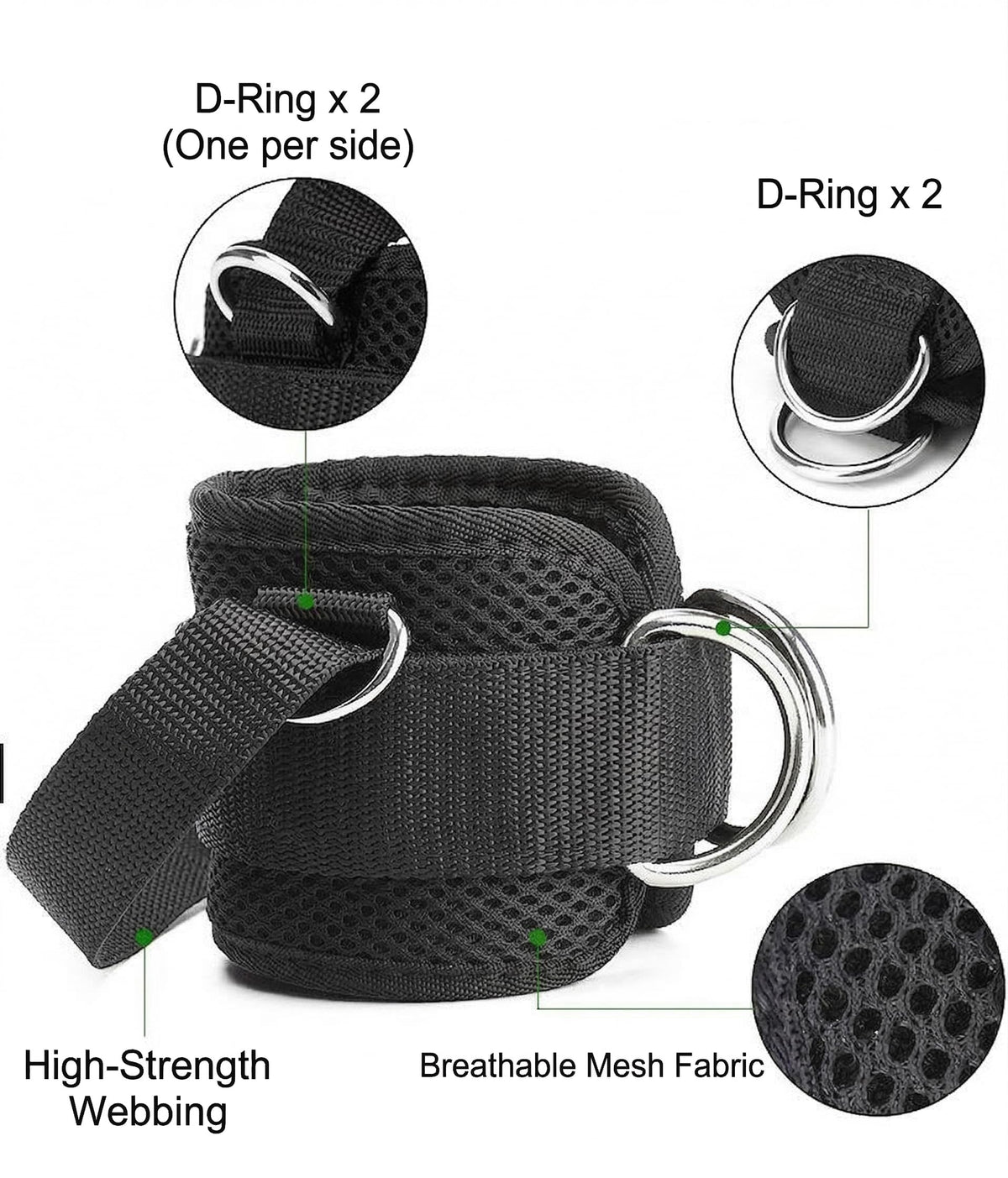 CozyBits Ankle Straps for Cable Machine with Foot Loop, Non-Slip Gym Ankle Cuffs for Glute Kickbacks, Leg Extensions, Curls & Hip Abductors, Adjustable Padded Kickback Straps for Women & Men(1pair)