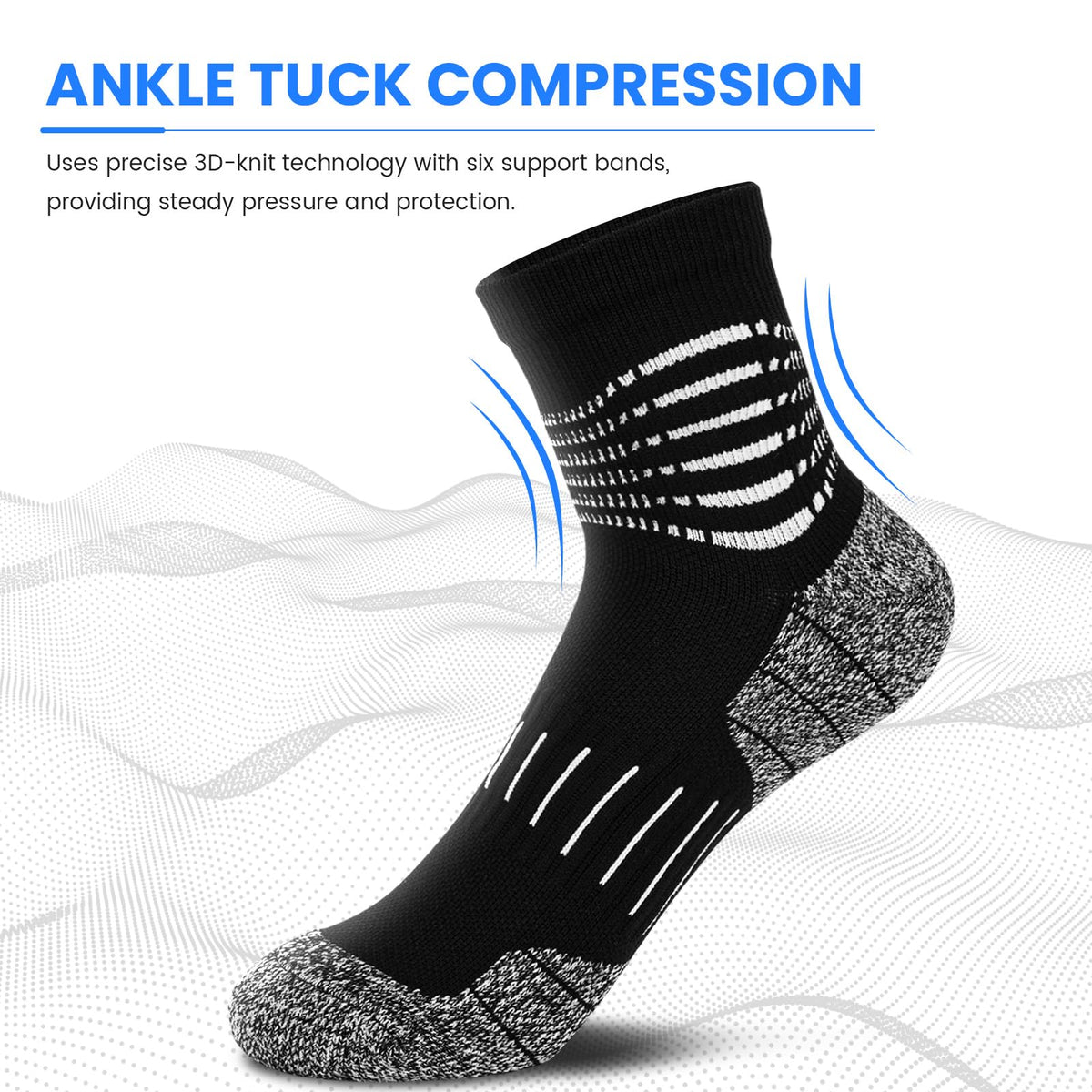 IRAMY Ankle Compression Socks for Men Athletic Running Socks with Cushioned Support 3 Pairs