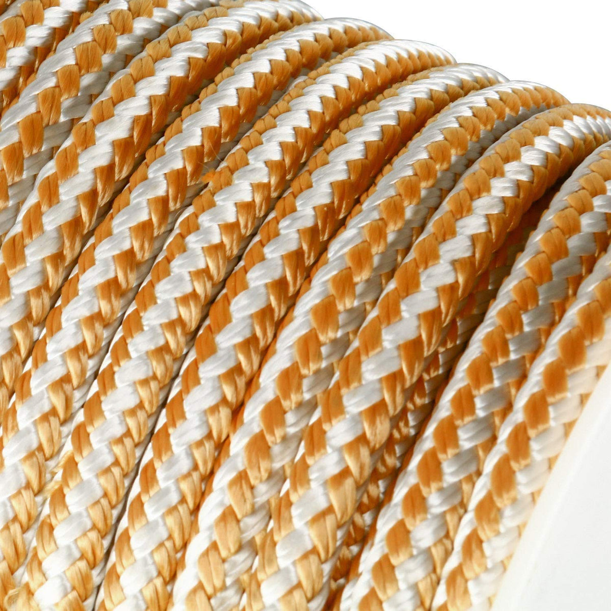 Amarine Made Heavy Duty Double Braid Nylon Anchor Line with Stainless Steel Thimble-White/Gold Color 1/2 inch Thickness 300 ft Long