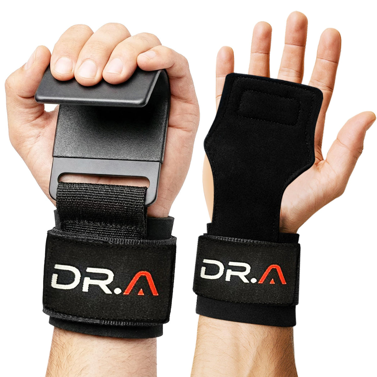 Doctor Developed 3-in-1 Lifting Straps, Hooks & Wrist Wraps - Switch Between Modes in Seconds - Heavy Duty Grips for Deadlifts, Pull-Ups, Shrugs, Rows, Bench Press & Squats (Pair, Black)