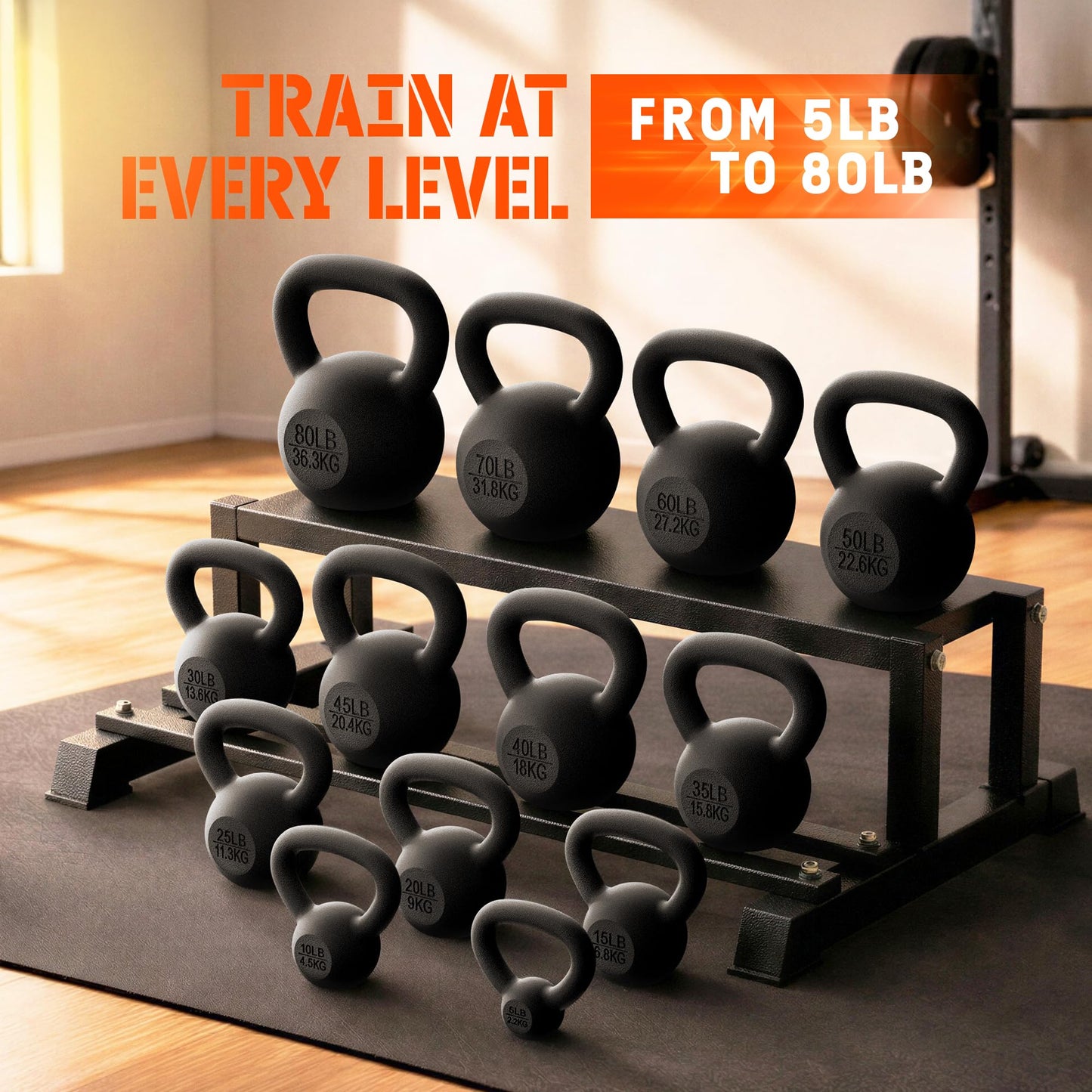 Yes4All 5lb Kettlebell Set of 2 Cast Iron for Dumbbell Weights Exercises, Gym, Fitness, Full Body Workout Equipment Push up, Grip and Strength Training