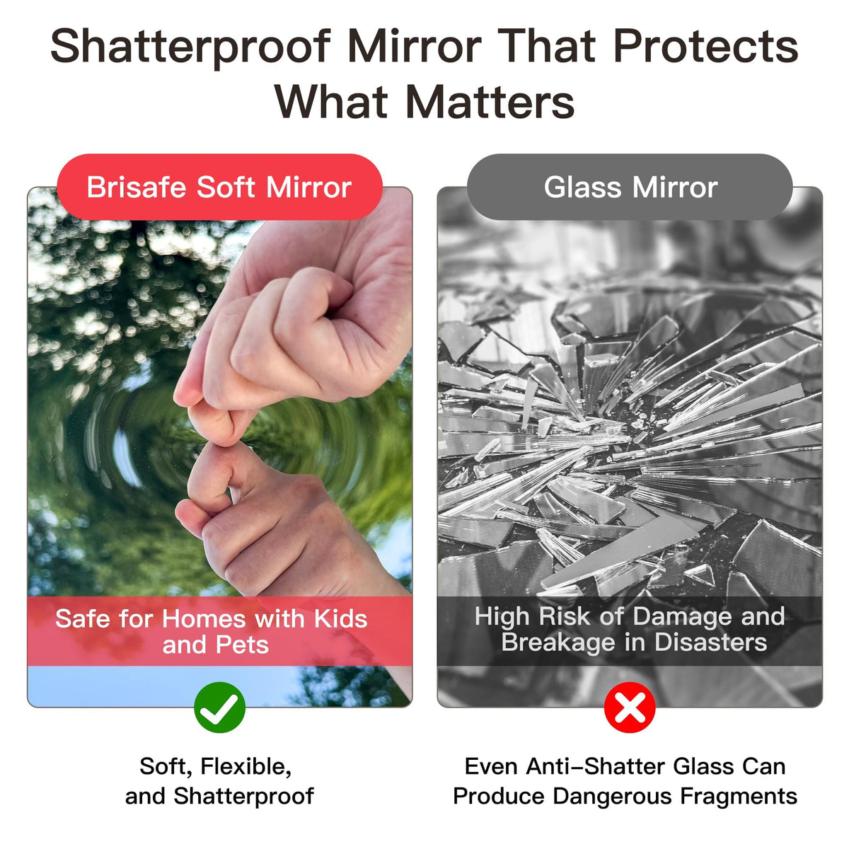 brisafe 79" x 80" (2PCS 79" X 40") Gym Mirror - Full Length Wall Mirror for Gyms, Dance Studio, Home, Yoga - Easy to Install, Ultra-Light Shatterproof Nanomirror Reduces 60% Commercial Insurance Costs