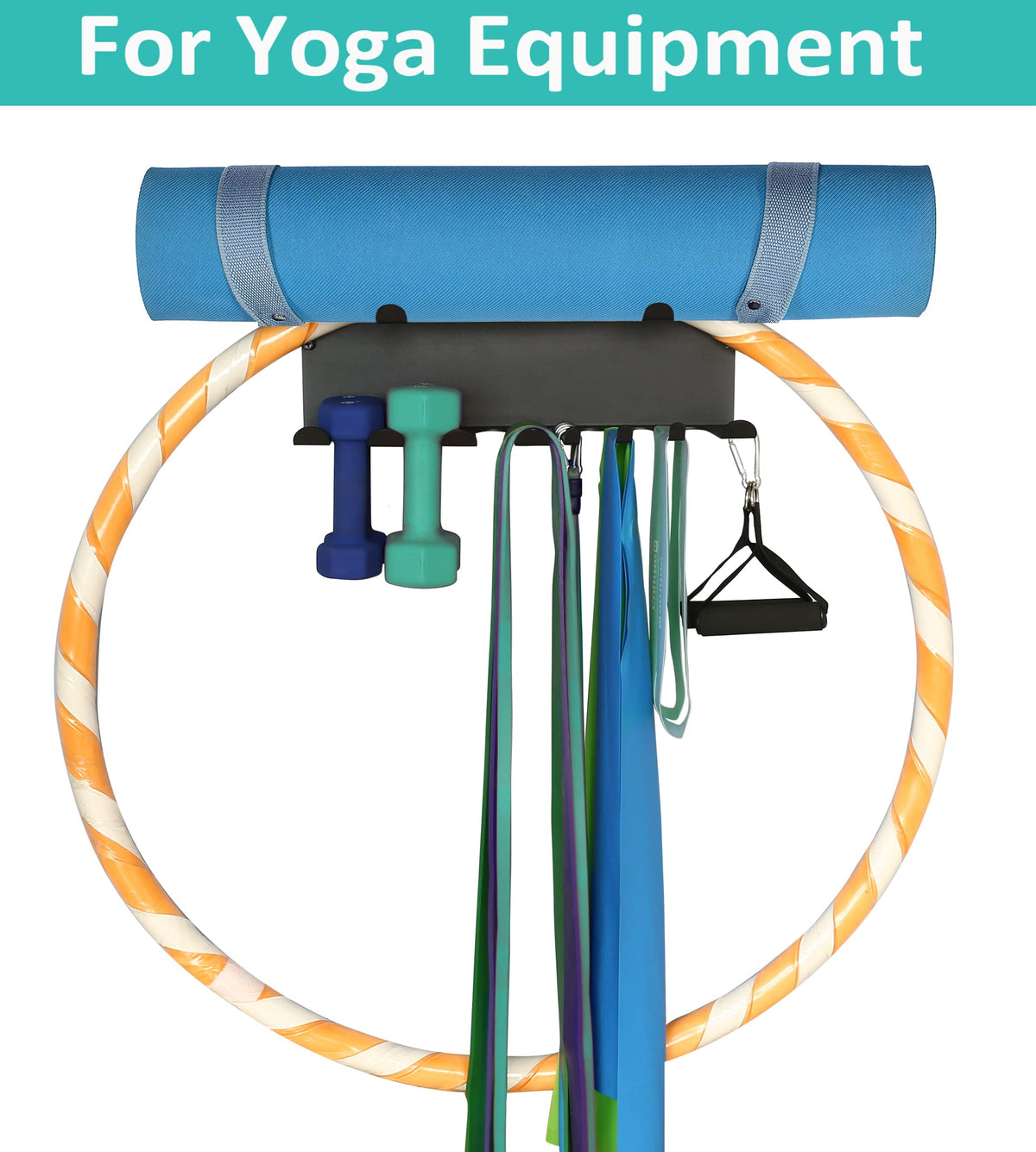 Multi-Purpose Gym Equipment Storage Rack Resistance Bands Storage Hanger Barbell Rack Heavy Duty Gym Rack for Exercise Bands, Lifting Belts and Jump Ropes (Double Layer Black)