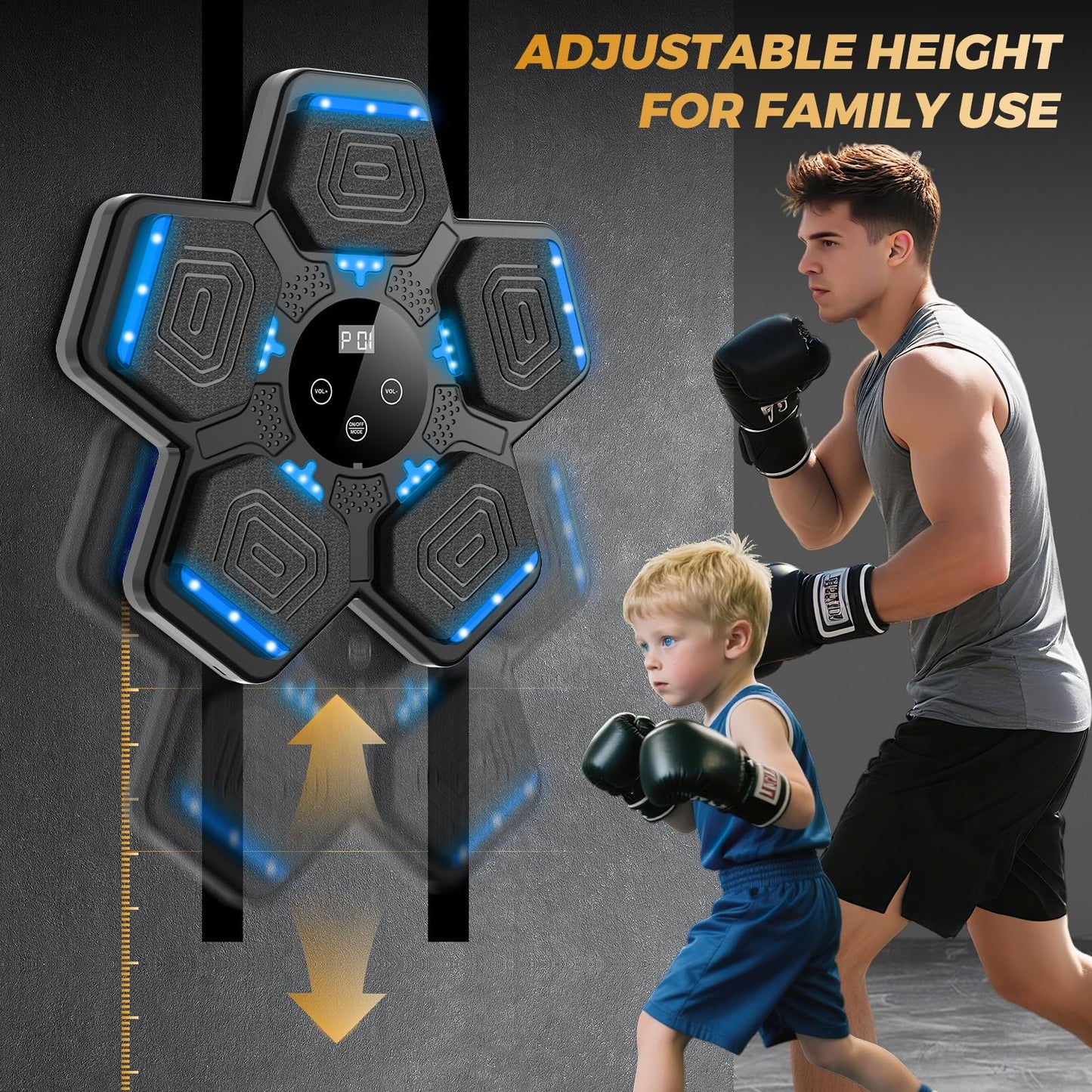 LOLBOX 2025 Music Boxing Machine for Adults and Kids, Smart Bluetooth Boxing Training Equipment with Gloves Wall Mounted, Workout Punching Machine for Home,Office and Gym
