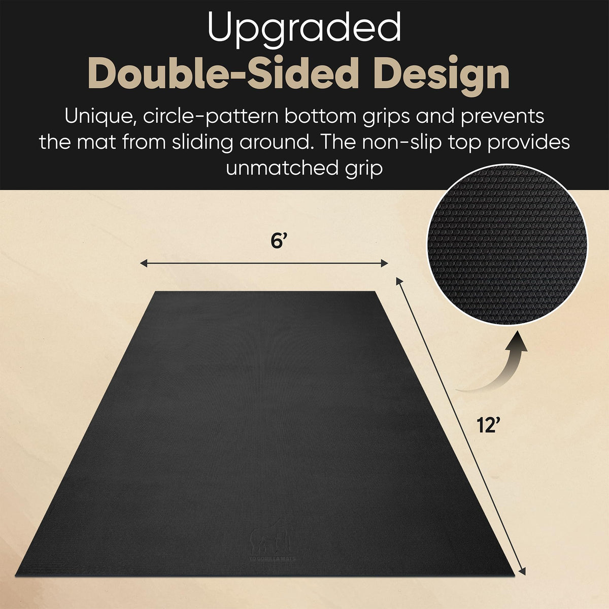 Gorilla Mats Large Yoga Mat – 7' x 5' x 8mm Extra Thick & Wide, Non-Slip Exercise Mat for Home Gym Flooring – Ultra Comfortable Workout Floor Mat for Barefoot Fitness, Anti-Fatigue & Stretching
