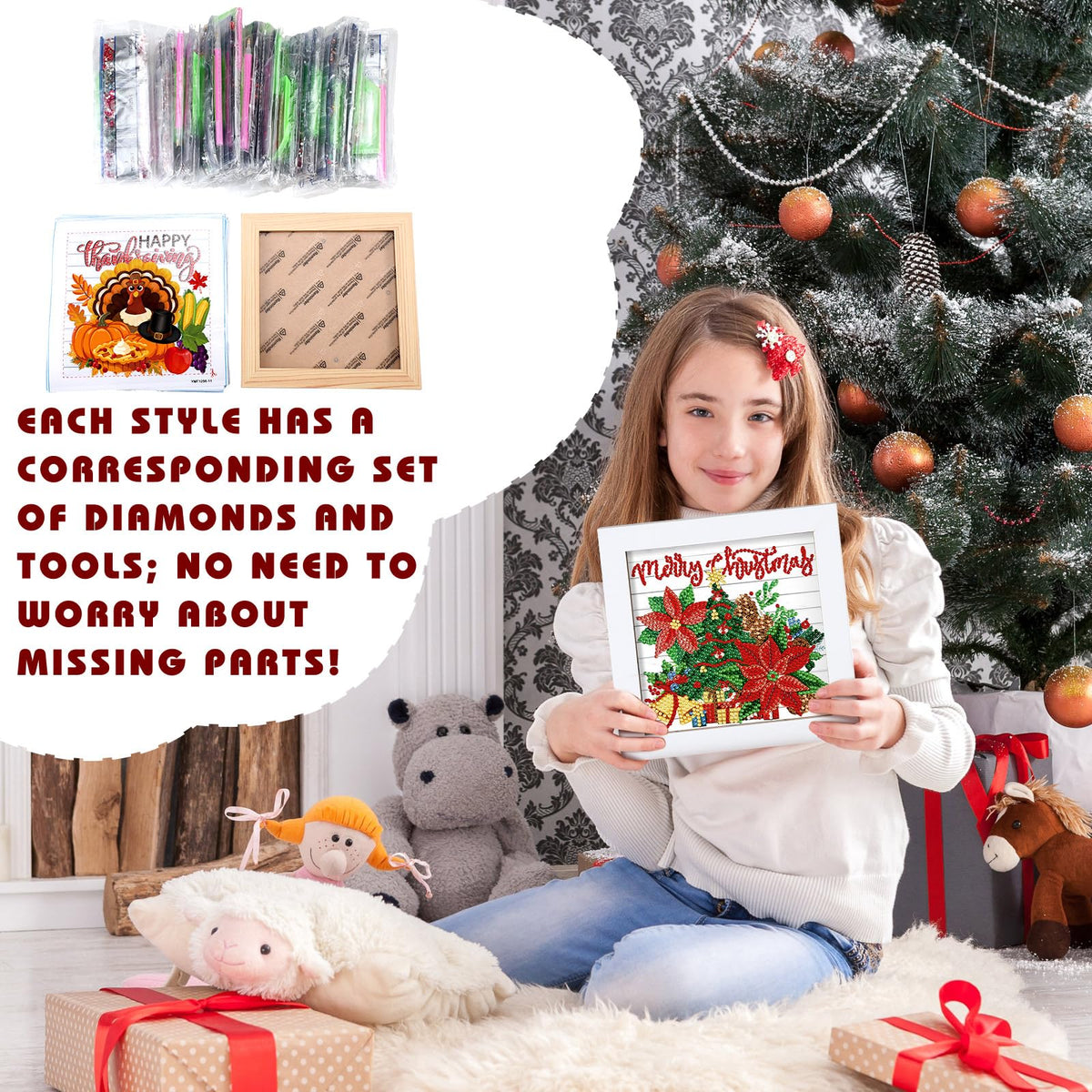 Trandraft 13 Pcs Interchangeable Holiday Diamond Art Kits for Adults 5D Framed Seasonal DIY Diamond Paint with Full Drill Gems for Beginner Monthly Table Craft Gift Decor (Lively Style)