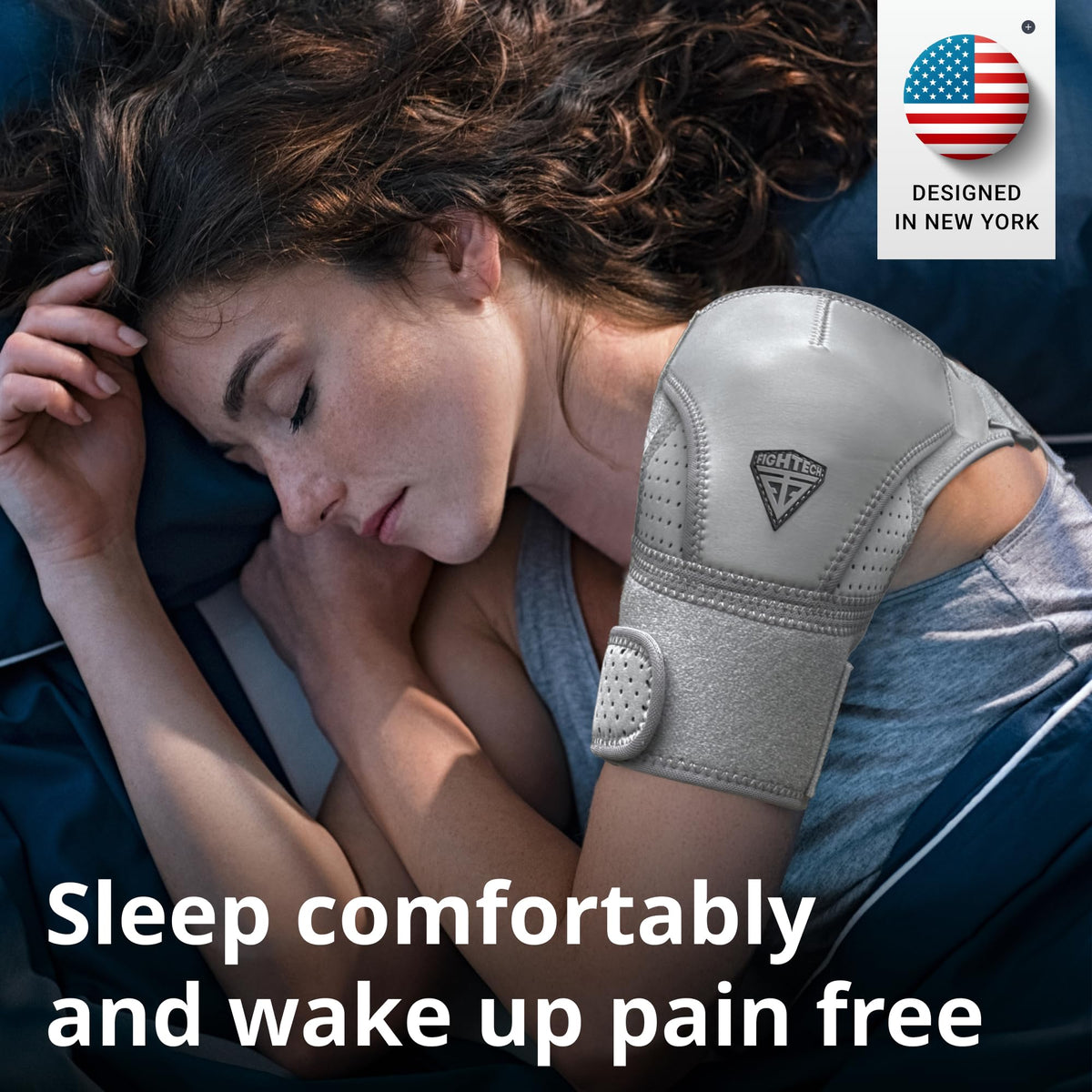 FIGHTECH Rotator Cuff Shoulder Brace for Women and Men - 2 Sizes - Shoulder Support - Pain Relief - Gray - Small (Chest 29-35" Bicep 9-12")