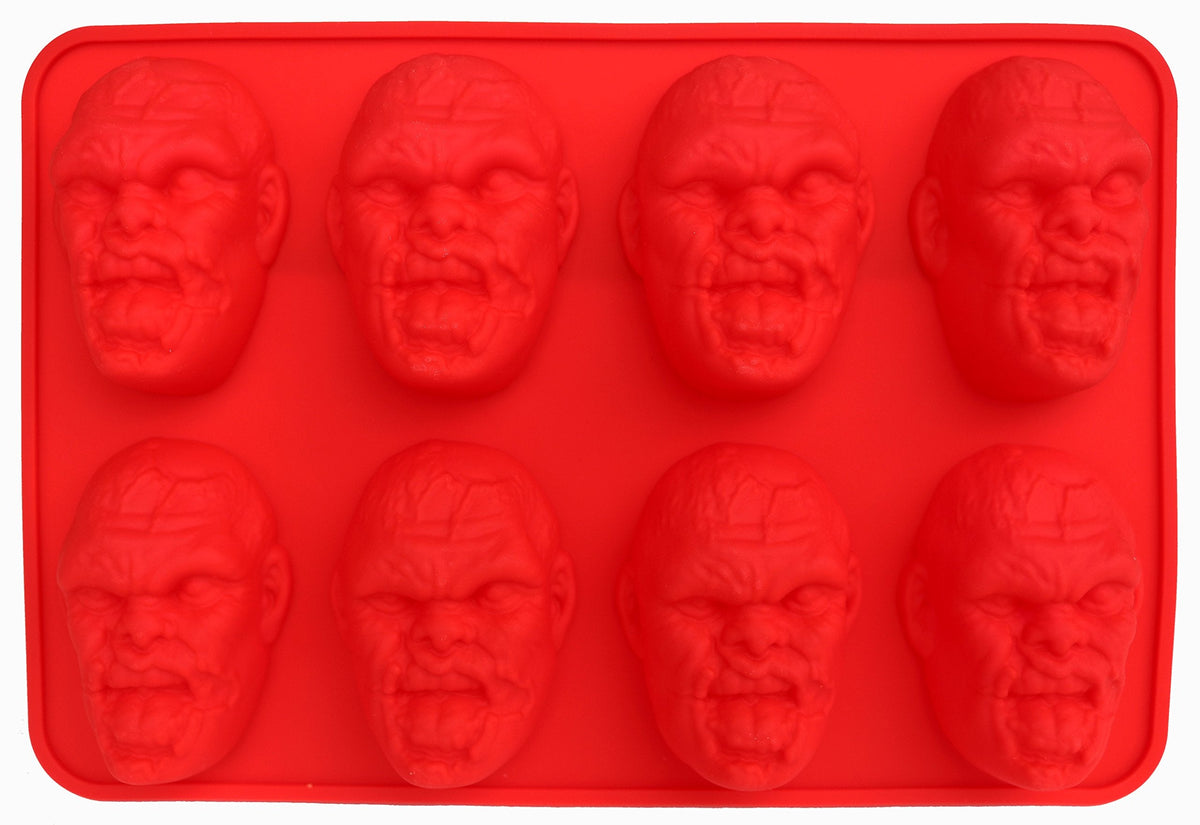 Zombie Head Candy Making Tray by The Modern Gummy, SILICONE, 8 Realistic Cavities per tray, For Gelatin, Chocolates, Cupcake Toppers, Halloween, Zombie Party