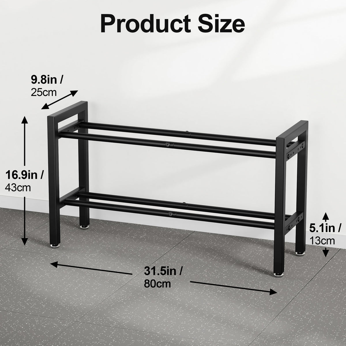 Dumbbell Rack 2-Tier 31 IN Length Adjustable Weight Rack For Home Gym Dumbbells Kettlebell (Rack Only)