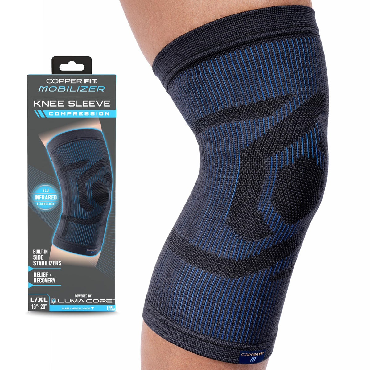 Copper Fit Mobilizer Knee Sleeve – ProSeries with Removable Side Stabilizers Knee Support for Advanced Recovery – Mobility, Knee Pain, Swelling, Inflammation, Circulation, Arthritis, Tendonitis (2XL)