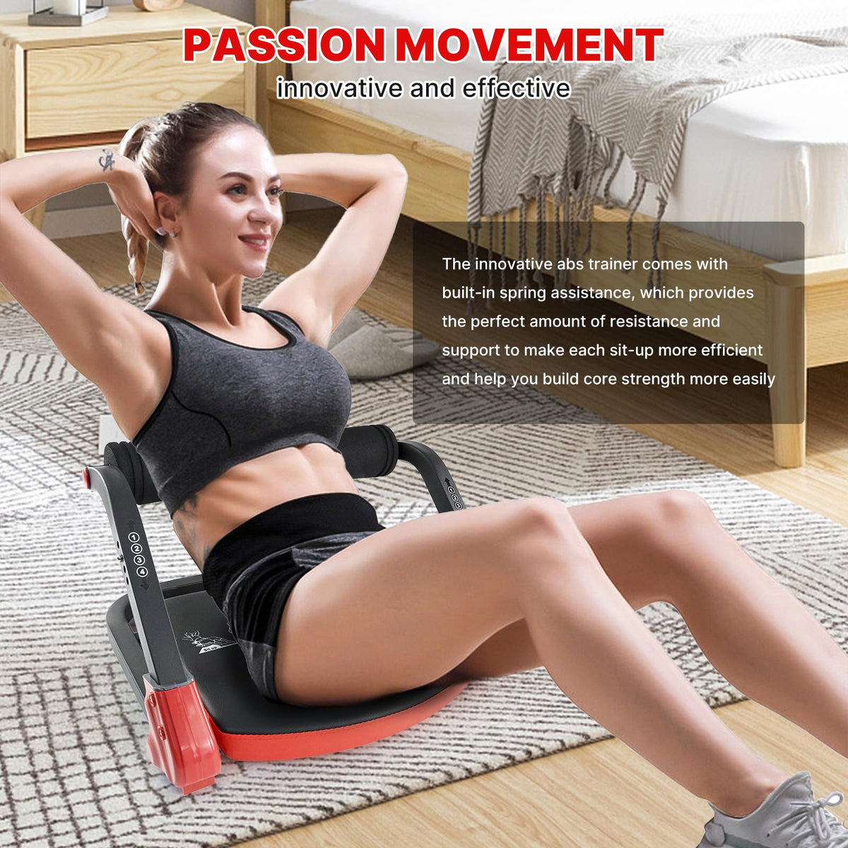 Ab Workout Equipment,Ab machine with Resistance Bands for Stomach Workout,Ab Crunch Machine Sit Up Machine with 4 Adjustable Resistance for Home Exercise,330 LBS Weight Capacity