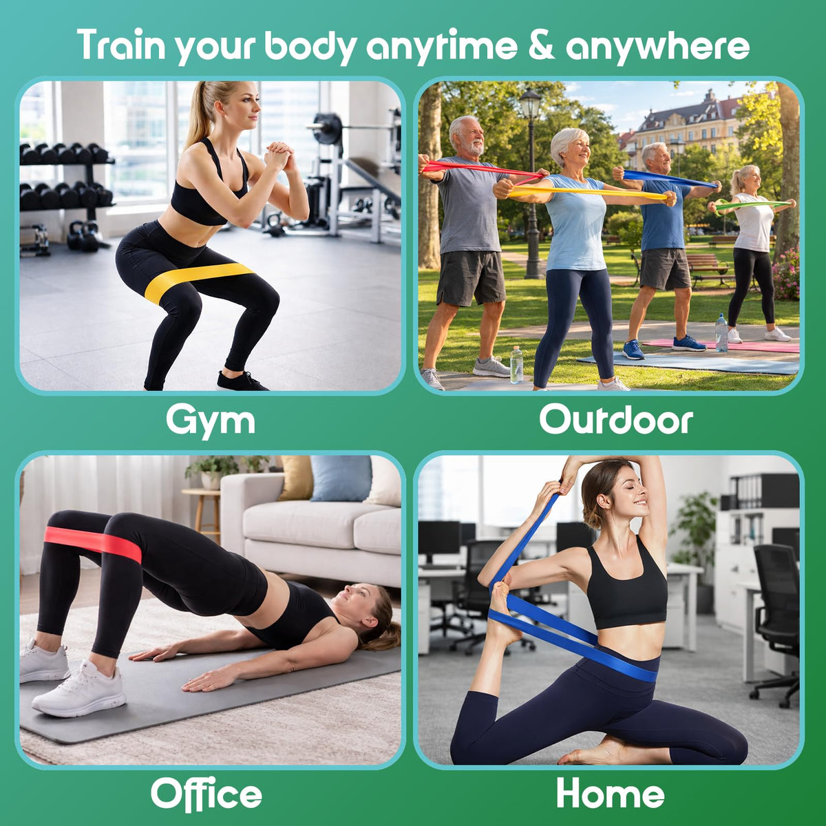 Resistance Bands for Working Out, 5 Pack Elastic Exercise Bands for Strength Training, Stretching, Workout, Home Gym Equipment for Women Men, Pilates Yoga Physical Therapy, Leg Glute Arm Exercise Kit