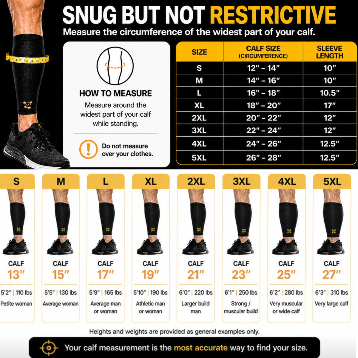 CopperJoint Calf Compression Sleeve for Men & Women Large Black-Firm Snug Fit Support for Shin Splints, Cramps, Varicose Veins-Copper Infused Nylon Pull-On Leg Sleeve for Sports & Daily Wear