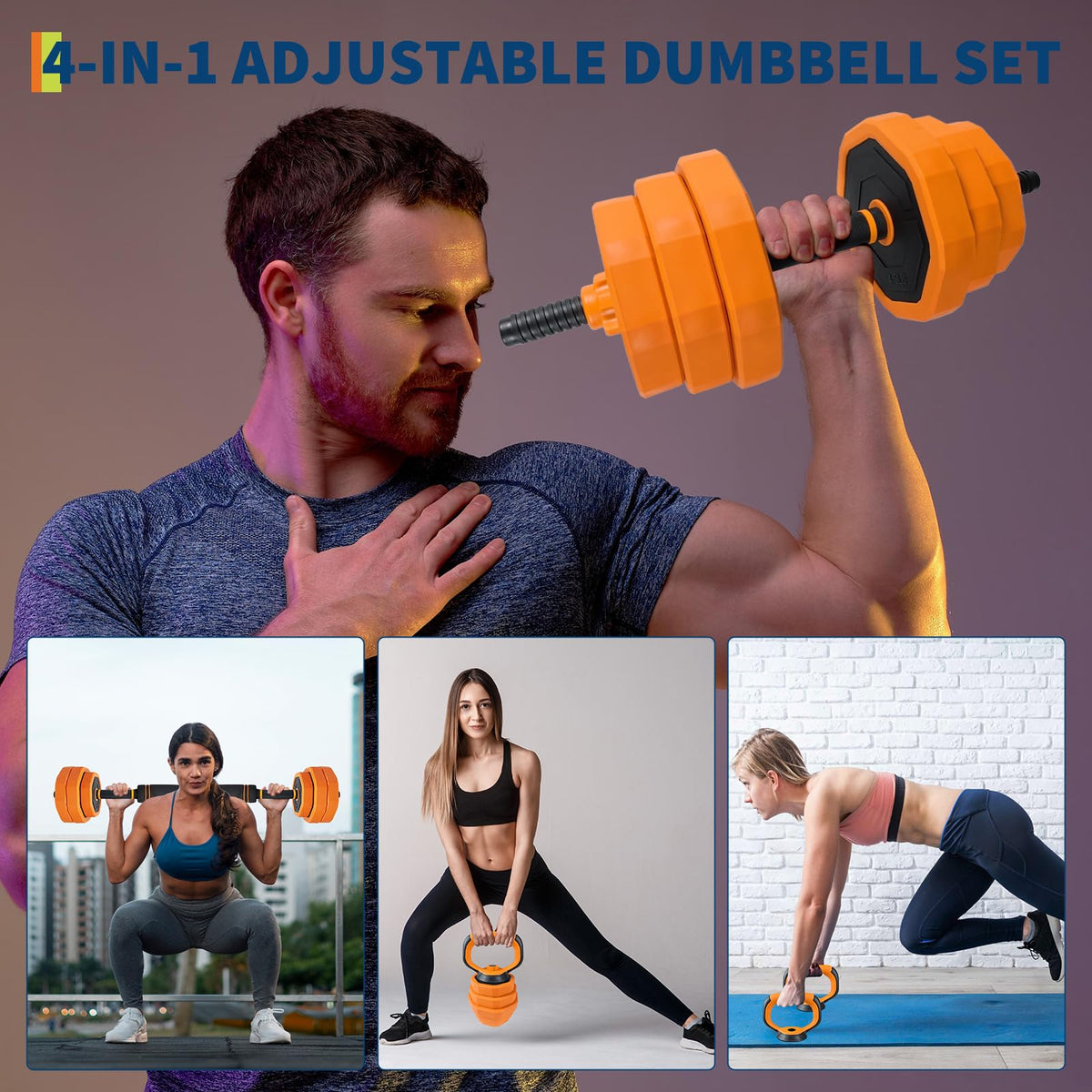 Adjustable Dumbbells, 44/66/88lbs Free Weight Set with Connector,4 In1 Dumbbells Set Used As Barbell,Kettlebells,Push Up Stand for Home Gym,44